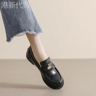 真皮乐福鞋女2026年春秋季新款平底单鞋圆头英伦风小皮鞋大码女鞋
