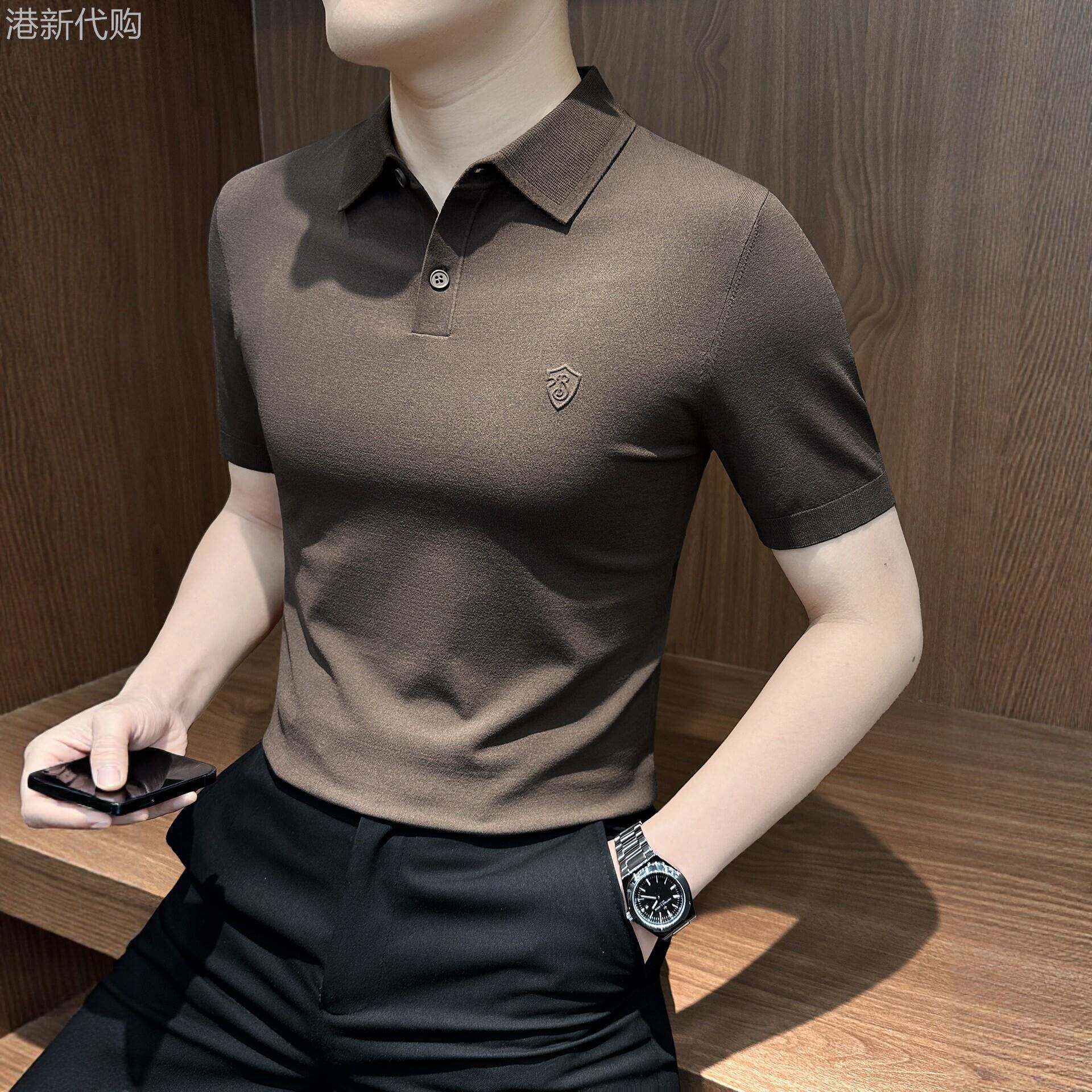 LL男装老钱风针织短袖POLO衫男夏季薄款潮流商务休闲2026新款T恤