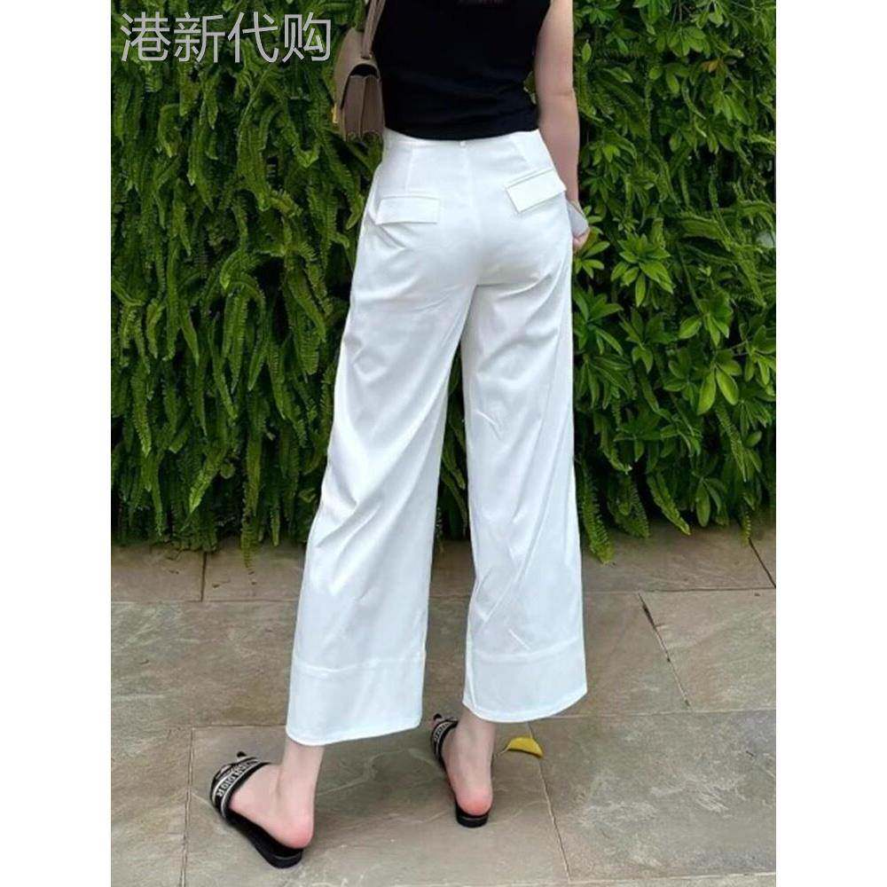 夏季韩国白色九分直筒女裤瘦大码胖毫米显瘦高腰窄阔腿裤