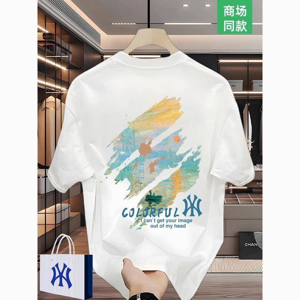 潮牌重磅美式纯棉宽松短袖t恤男士2025新款夏季情侣休闲百搭半袖