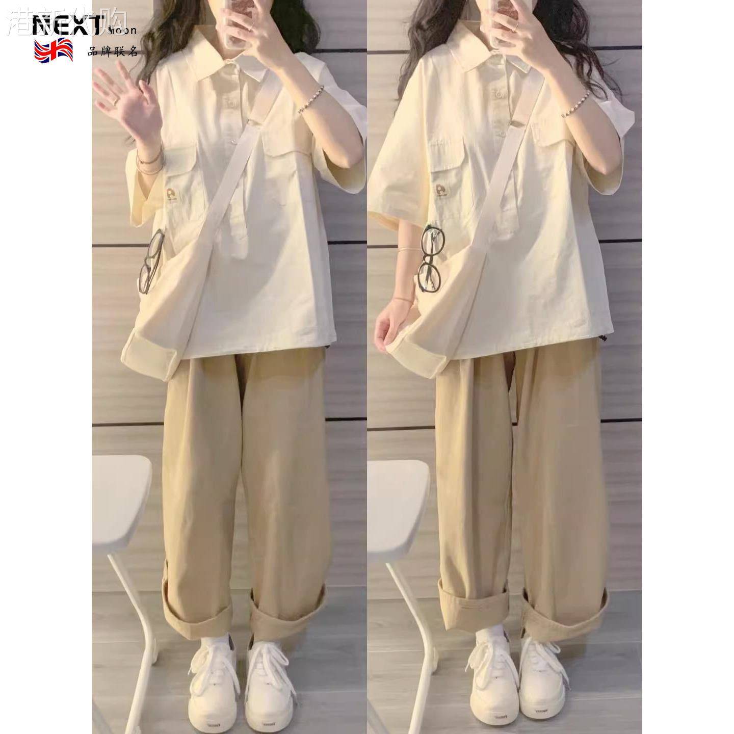 Next Moon英国联名日系少年感运动套装女夏学生韩版宽松衬衫短袖