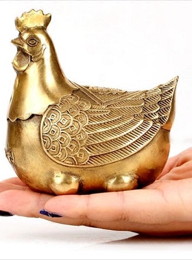 全黄铜鸡摆件母鸡金蛋鸡家居装饰铜鸡工艺礼品摆饰摆设乔迁新居礼