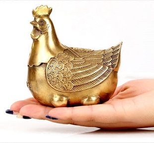 全黄铜鸡摆件母鸡金蛋鸡家居装饰铜鸡工艺礼品摆饰摆设乔迁新居礼