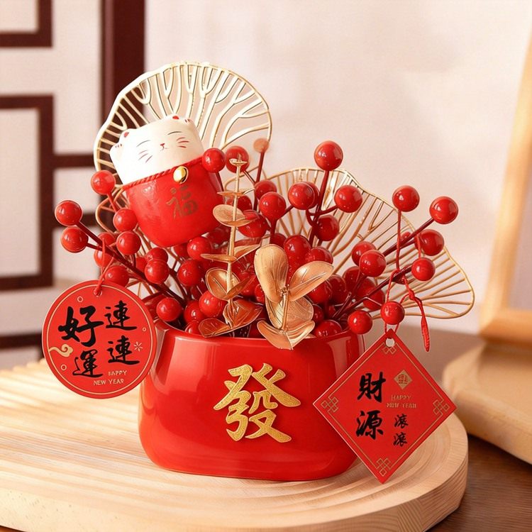 2026新年乔迁装饰品玄关福桶柿子柿柿如意卧室元旦布置发财果摆件,家居饰品,福桶,淘宝优惠券,粉丝福利购,淘宝优惠卷