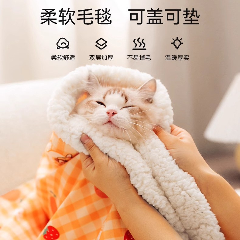 猫咪毯子宠物毛毯冬天小被子狗睡垫地毯猫窝猫垫子睡觉用猫毯子