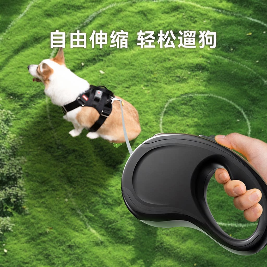 狗狗牵引器中小型犬自动伸缩牵引绳遛狗绳狗链狗绳宠物牵引绳