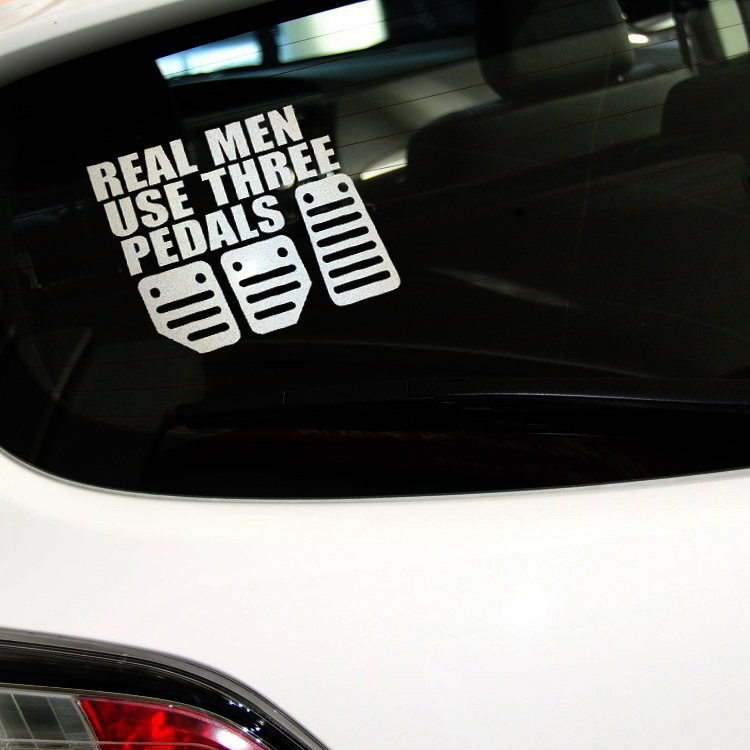 REAL MEN USE THREE PEDALS 手动挡真男人踏板搞笑汽车贴纸反光贴