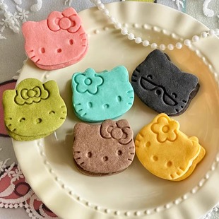 家用卡通hellokitty猫头白脱饼干模具立体按压式曲奇蛋糕烘焙磨具