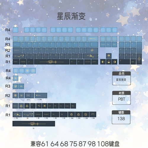 星辰星座主题键帽热升华MDA高度