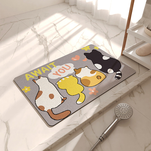 卡通浴室防滑地垫入户门垫软硅藻泥吸水垫卫生间高级感淋浴房宠物
