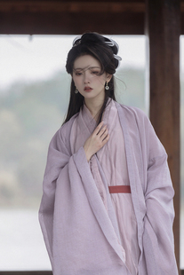 司南阁汉服【逐月】女款宋制交领长衫大袖衫粉紫色春秋款汉服