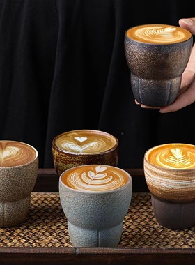 澧州粗陶咖啡杯手工日式复古咖啡杯艺术杯陶瓷手冲咖啡奶茶奶杯子