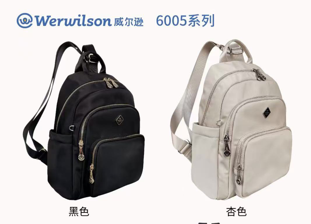 威尔逊双肩包女2025新款商务通勤背包多隔层休闲旅行背包