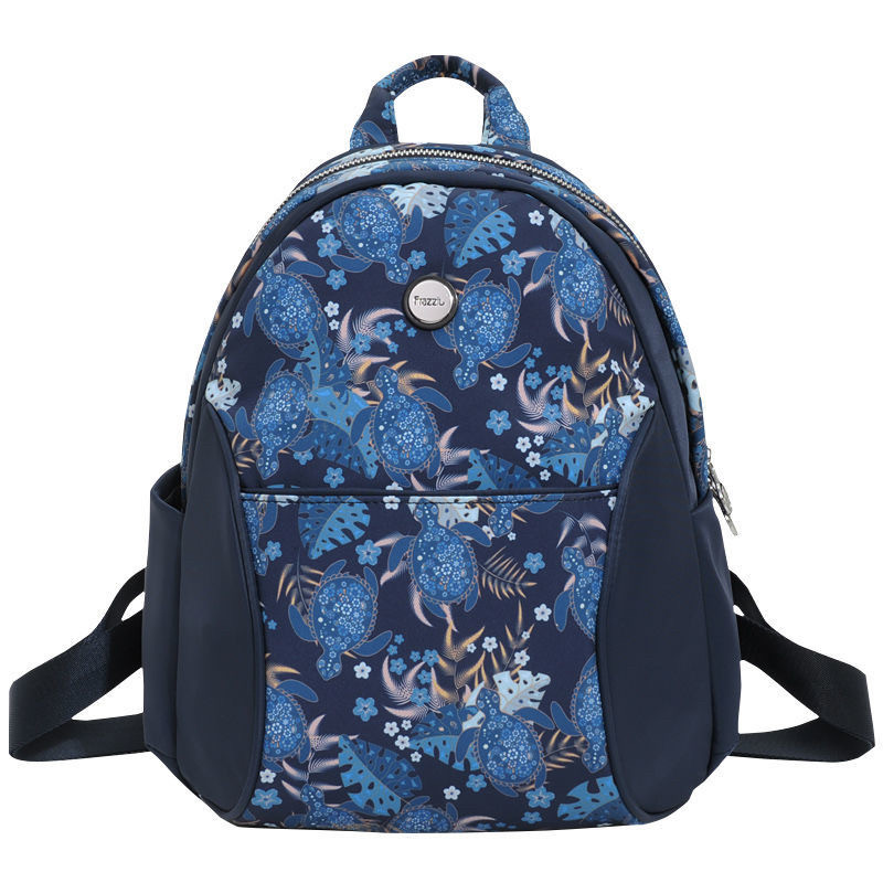 法姿双肩包女休闲小背包花色帆布旅游书包妈妈日常背包轻便包