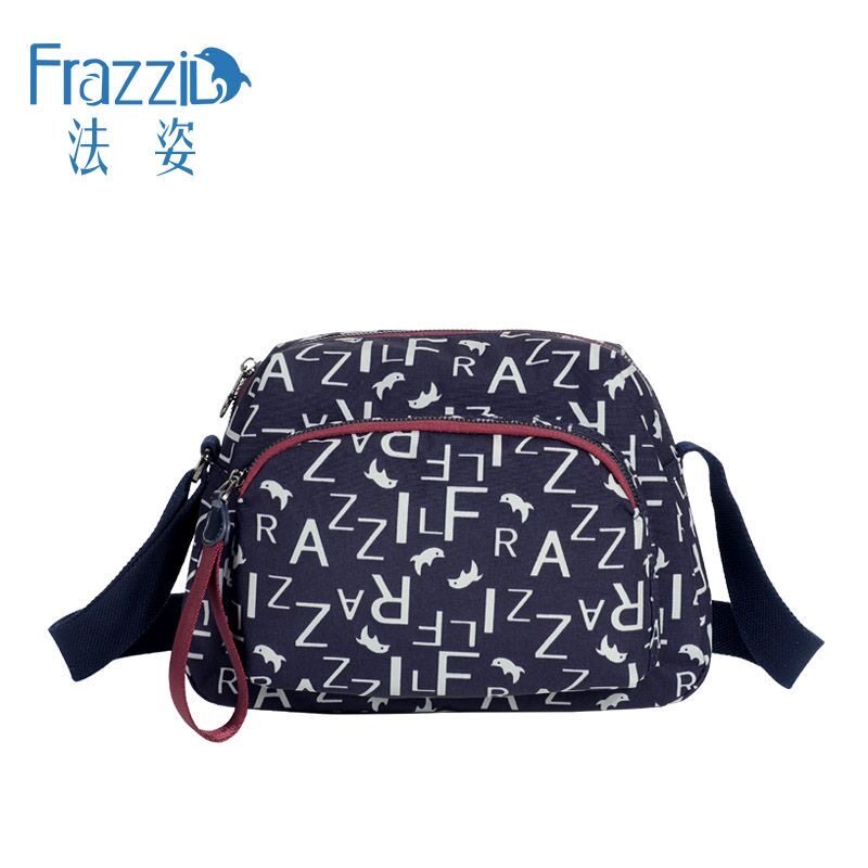 Frazzil/法姿字母印花尼龙斜挎包帆布女轻便百搭时尚休闲单肩包潮