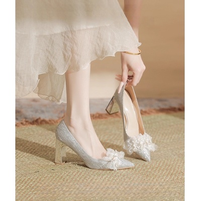 法式婚鞋女2025新款主婚纱新娘鞋