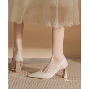 法式绸缎高跟鞋女2025新款秀禾主婚纱两穿新娘鞋配旗袍裙子高跟鞋