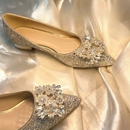 不累脚 新娘禾秀婚纱两穿孕妇平底高跟鞋 香槟色粗跟婚鞋 女2025新款