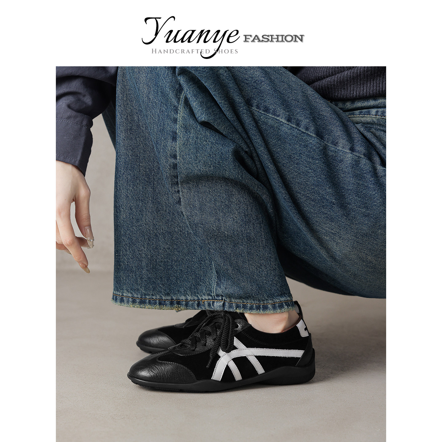 原野Yuanye●光阴荏苒！平底拼色单鞋系带板鞋休闲德训鞋女阿甘鞋,女鞋,德训鞋,淘宝优惠券,粉丝福利购,淘宝优惠卷