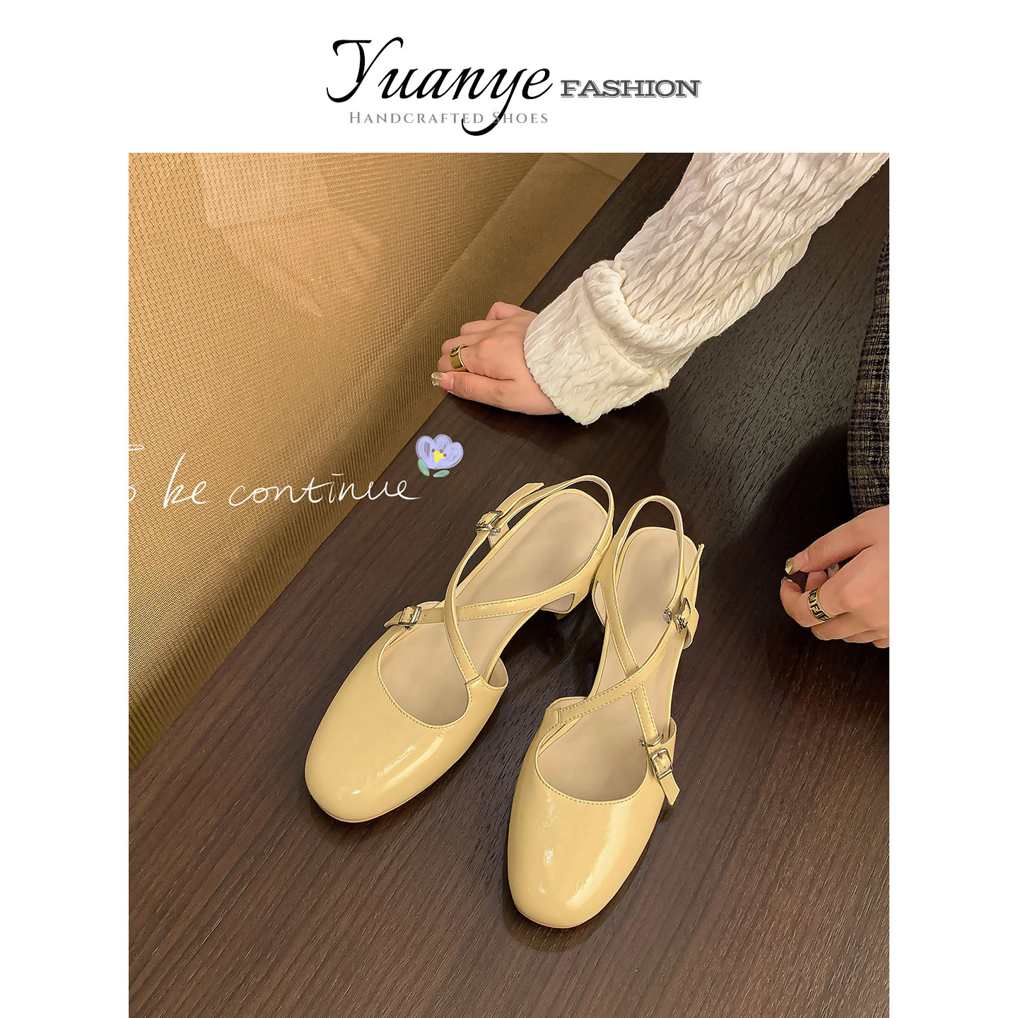 原野真皮包头交叉绑带粗跟文艺淑女凉鞋子后空单鞋2025年夏季新款