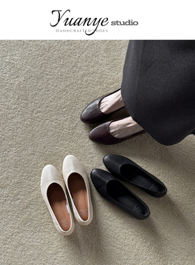 原野Yuanye●胧夏！法式极简圆头奶奶鞋女真皮低跟浅口玛丽珍单鞋