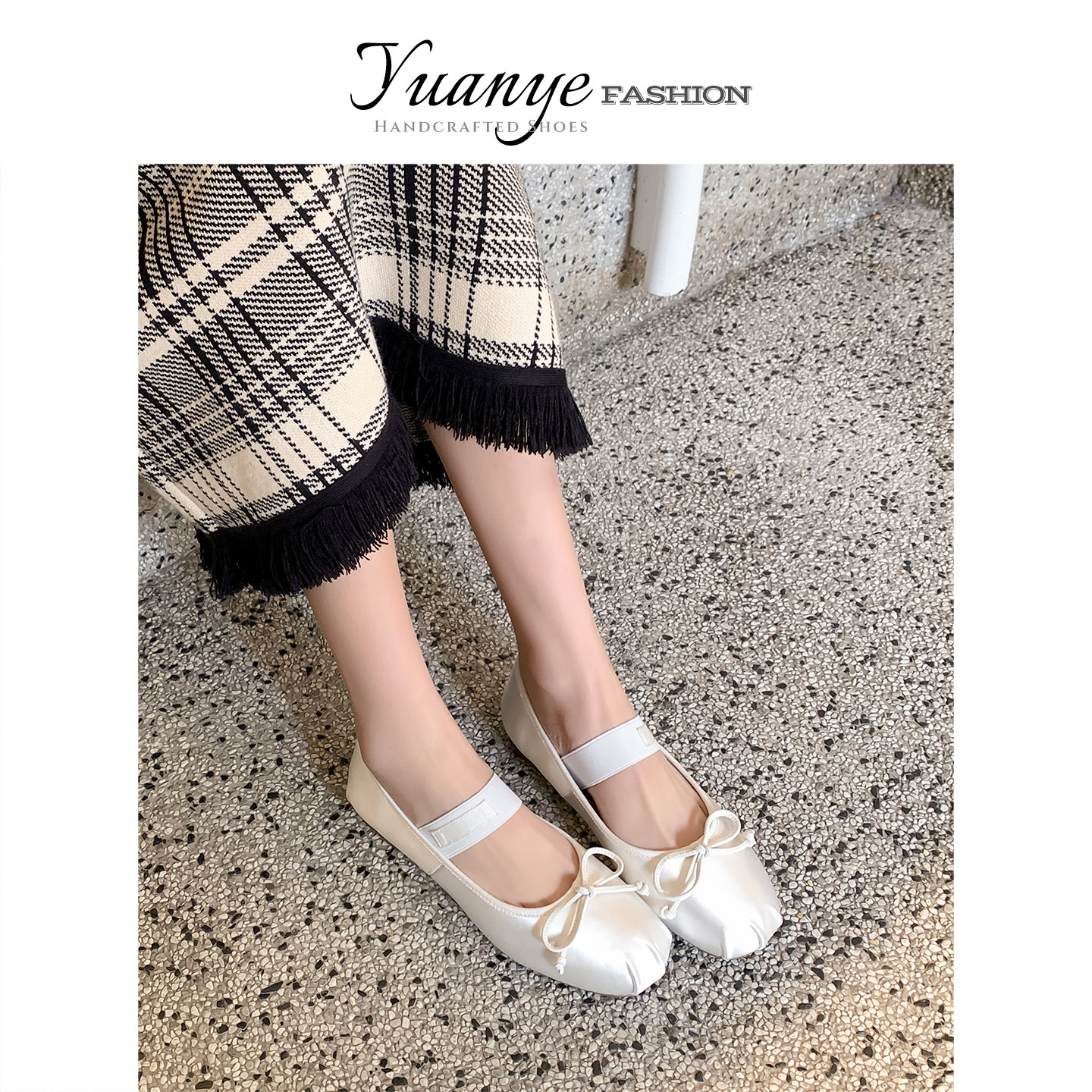 原野Yuanye●韩国小众缎面蝴蝶结一字带玛丽珍鞋仙女风软底芭蕾鞋