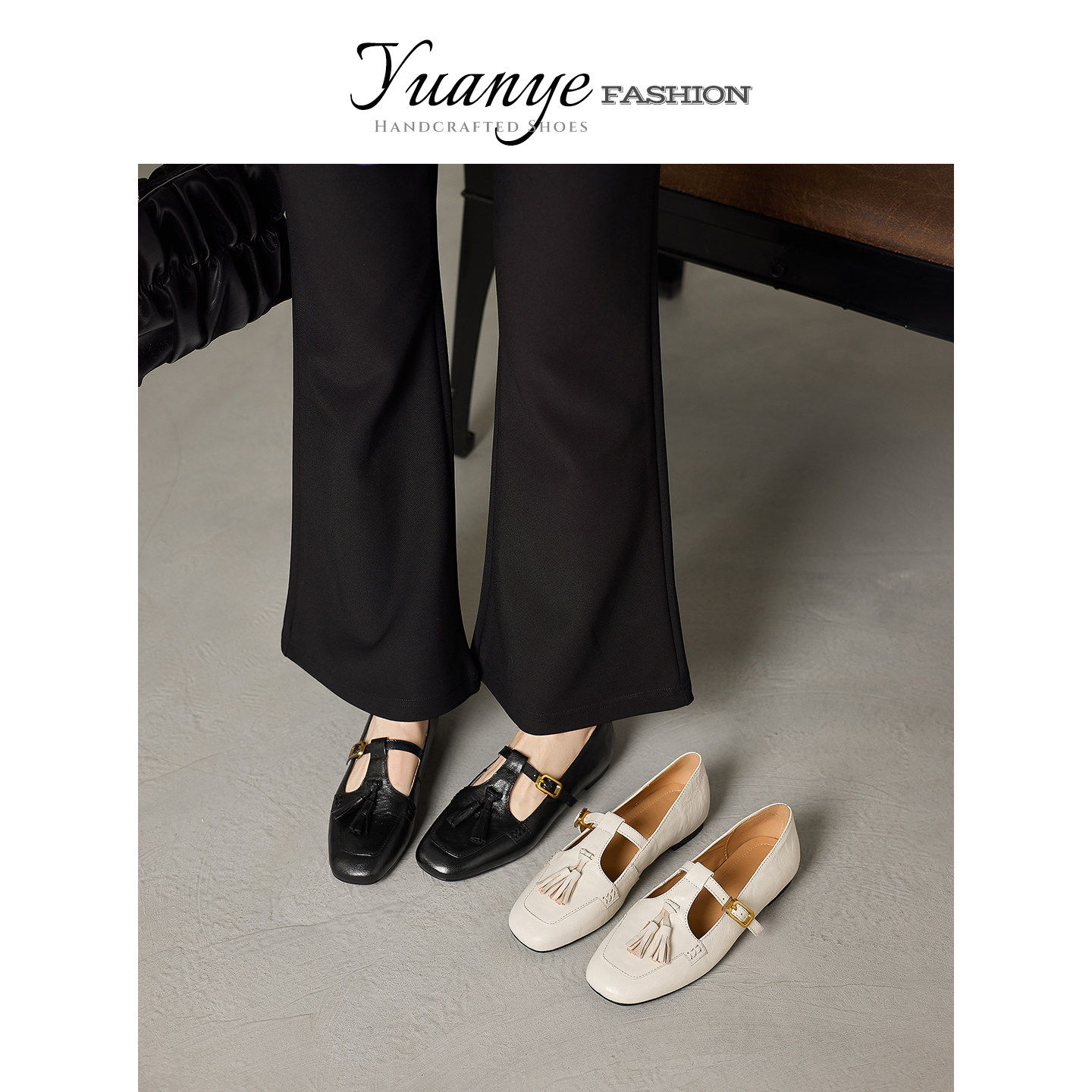 原野Yuanye●此情可待~！真皮方头流苏玛丽珍小皮鞋t字带平底单鞋,女鞋,玛丽珍鞋,淘宝优惠券,粉丝福利购,淘宝优惠卷