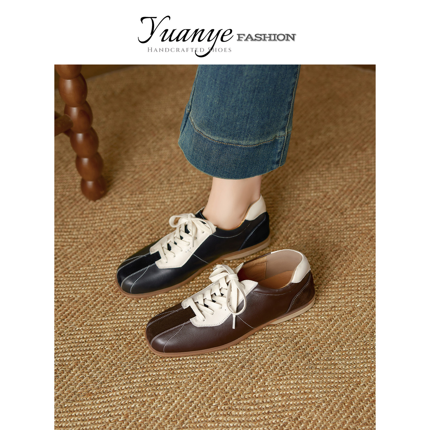 原野Yuanye●陌上花开！平底拼色单鞋系带板鞋休闲德训鞋女阿甘鞋,女鞋,德训鞋,淘宝优惠券,粉丝福利购,淘宝优惠卷