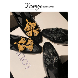 原野平底圆头小皮鞋时尚百搭丁字带气质真皮单鞋子女2025春秋新款