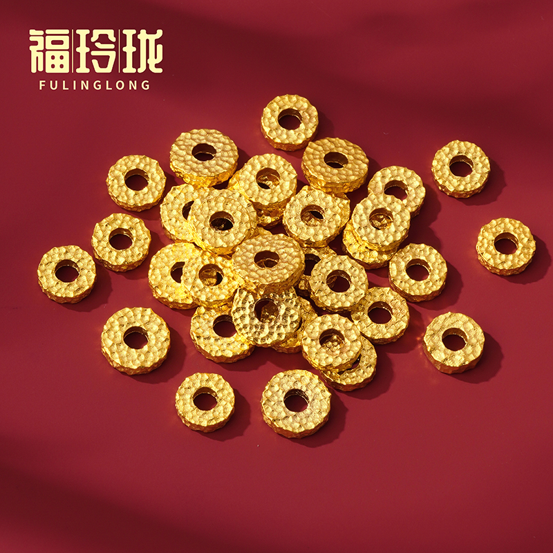 18k實心古法金隔珠配飾diy配件