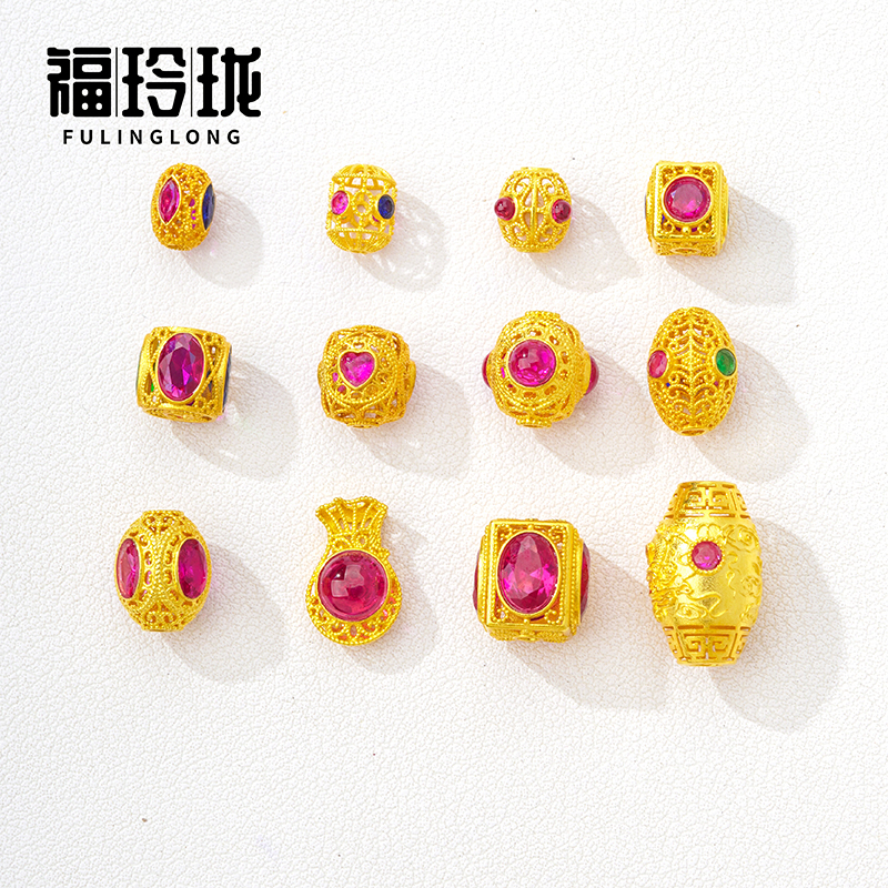 18k手工古法黃金配飾配件隔珠