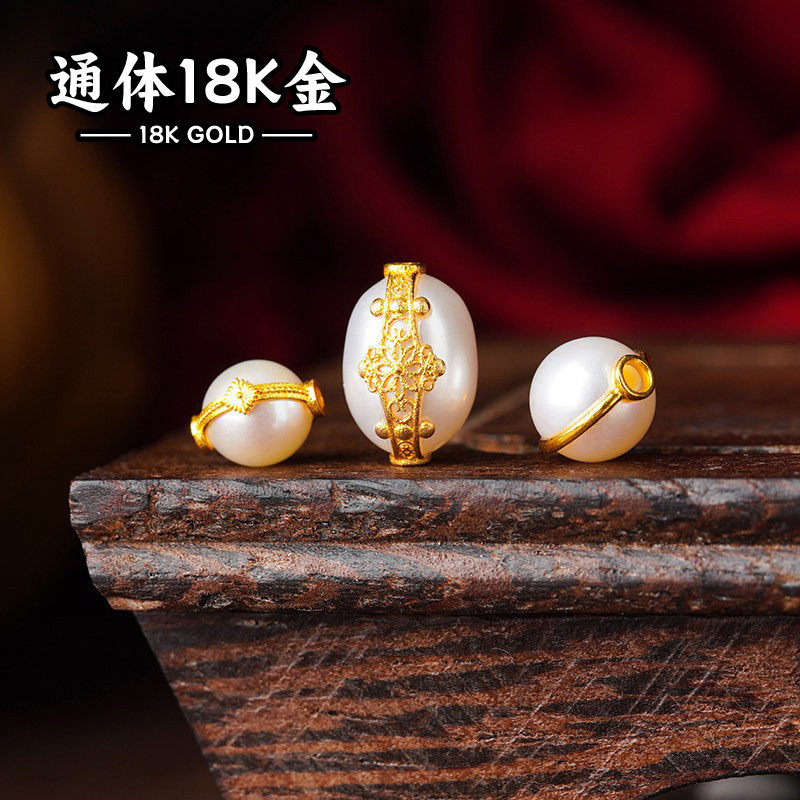 18k金配件diy古法金镶嵌珍珠隔珠编手链手串手绳配珠隔片珠宝配饰