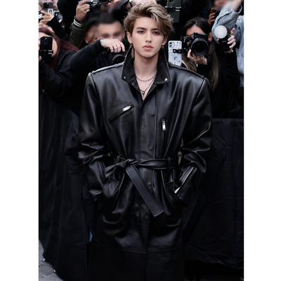 2025秋冬轻奢痞帅男外套高级感网红洋气炸街加厚皮风衣