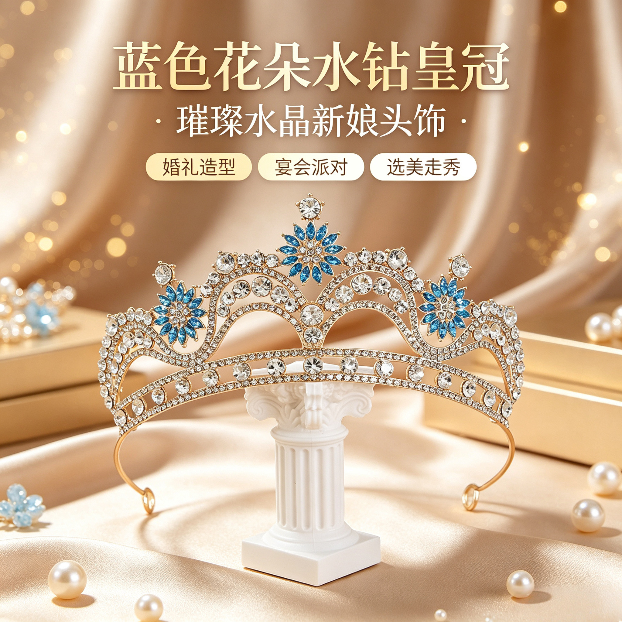 新娘皇冠女十八岁结婚头饰超仙韩式公主生日发饰网红配饰女王头冠
