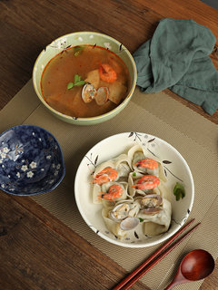 日式碗和风陶瓷碗汤碗碗单个学生泡面碗吃饭碗家用碗餐具套装沙拉