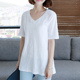 纯棉短袖 大码 t恤女中长款 2025新款 宽松韩版 白色半袖 显瘦夏季 上衣T