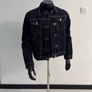 GZ SHOP复古原色百搭牛仔外套帅气设计感金属硬挺撞色夹克