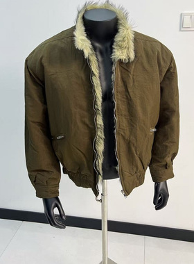 GZ SHOP 冬季座山雕立领毛领棉服夹克加厚结构哈灵顿棉服男女同