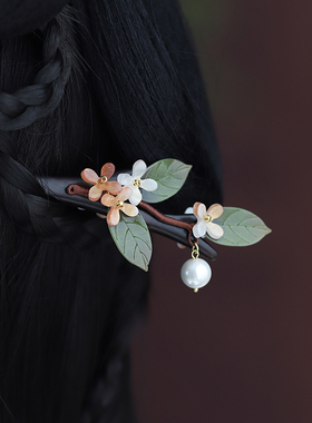 发簪黑檀木新中式中国风送女朋友簪子高端发钗春三月·一颗珠木簪