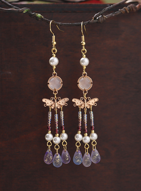 青雀记原创设计古风汉服旗袍耳饰耳坠女气质耳夹无耳洞半夏白耳环