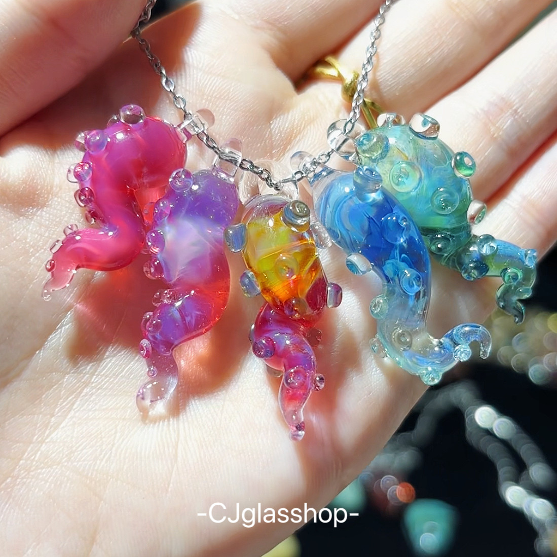 CJglasshop孤品 章鱼触手 琉璃手工触角项链 克苏鲁小众艺术吊坠