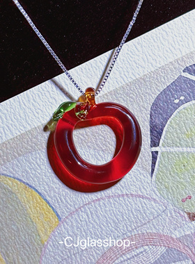 原创苹果项链吊坠小众玻璃送礼物