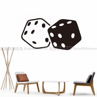 立方体骰子墙贴棋牌娱乐游戏室墙面装饰墙纸客厅卧室自粘布置贴纸