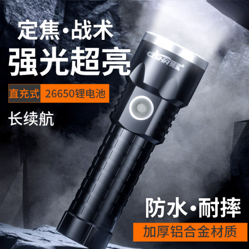 丽鲨强光远射L2灯泡可充电黄光
