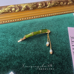情诗新中式国风竹节发卡小众气质竹子发夹清新森系复古后侧夹边夹