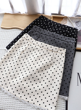 2025夏季新韩版高腰显瘦波点半身裙女包臀裙防走光短裙