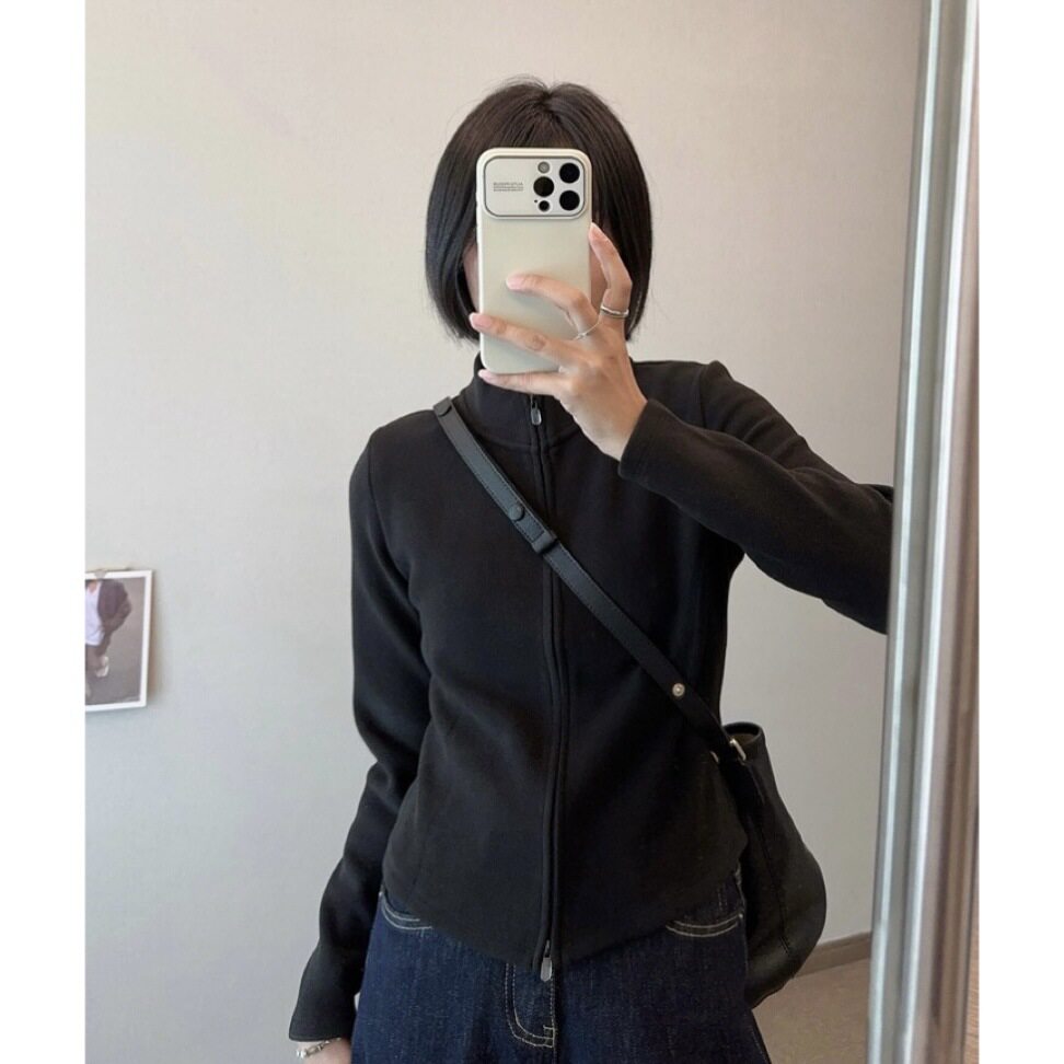 秋季新款立领显瘦长袖保暖卫衣女修身显瘦短款百搭保暖内胆外套