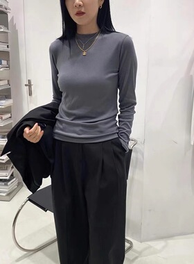 韩跟单！极简气质百年不过时长袖体恤秋冬单穿叠穿都显瘦打