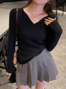 韩国跟单款！不拿后悔亲肤柔软巨显瘦白搭打底套头毛衣针织上衣女