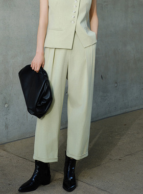 2025春季新品高腰垂感阔腿裤宽松百搭休闲西装裤69175高腰显瘦